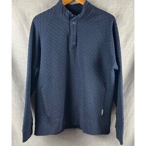 Eddie Bauer Pullover Men's Size Large Navy Quilted 1/4 Snap Kangaroo Pocket